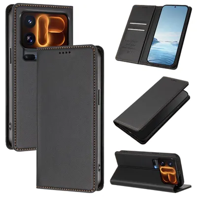 Obrázek produktu pro Kožené pouzdro pro Xiaomi 18 Pro, magnetické flipové pouzdro zPolyuretankůže se stojánkem Černá