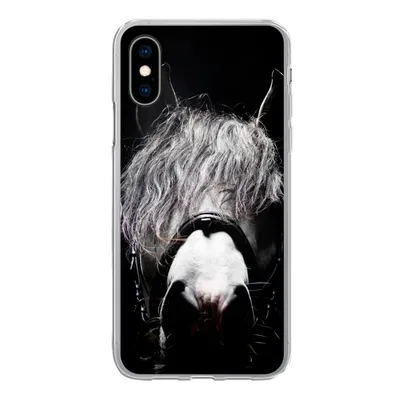 Produktbild von MuchoWow® Handyhülle Schutzhülle Hülle für iPhone X Pferd - Porträt - Schwarz - Weiß Silikon Softcase Handy Hülle - Handyhülle
