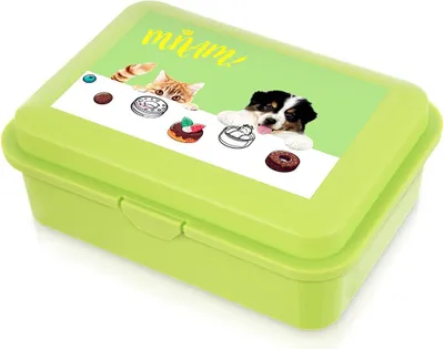 Image de Boîte à lunch, motif chien et chat vert, 750 ml