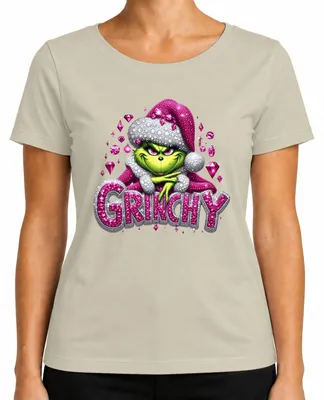 Produktbild von Grinchy Weihnachten Pink Glitzer Bling Glam Frech Xmas Diamant Damen T-Shirt, Natur, M