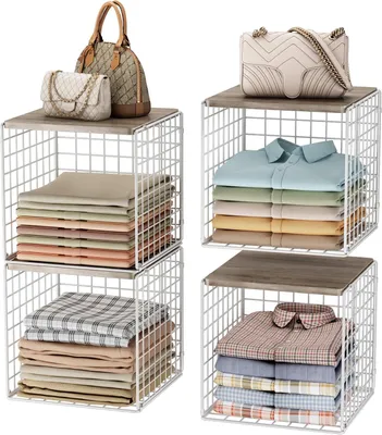 Produktbild von Aufbewahrungsboxen 4er Set, stapelbar, weiß, für Kleiderschrank
