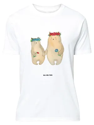 Produktbild von Mr. & Mrs. Panda Größe XL T-Shirt Bären mit Blumenkranz - Weiß - Geschenk, Bär, Familie, Mama, Tochter, Tshirt, Family, Kinder, Spruch, Muttertag, Shirt