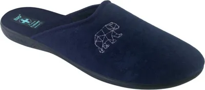Produktbild von Herrenhausschuhe ADANEX Leo 29257 blau mit einem Bären