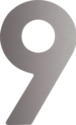 Produktbild von Hausnummer 9 - Höhe 120 mm, mit 2 Gewindenocken M5, Edelstahl