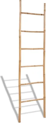 Produktbild von Freistehende Handtuchleiter, Bambus Handtuchhalter für Bad & Zuhause, 6 Sprossen, 50 x 190 cm