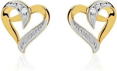 Produktbild von 585er Goldohrstecker Herzen Diamanten
