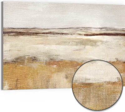 Produktbild von DEQORI Hybrid Leinwand Bild 90x60 cm 'Weite Ockerlandschaft' Wandbild Glas flach modern
