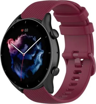 Produktbild von Strap-it Amazfit GTR 3 Luxus-Silikonarmband (Dunkelrot)