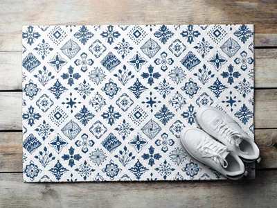 Produktbild von Fußmatte Aussen - Schuhmatte Haustür- Schmutzfangmatte Türvorleger - Outdoor Teppich Schmutzfänger - 60x40 cm - Zusammenfassung Blumen