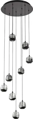 Produktbild von Lucande LED-Hängelampe Hayley, schwarz, 9-flg., Glas