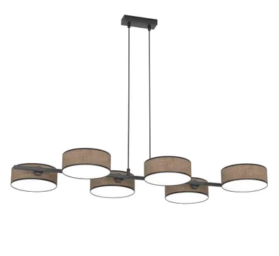 Obrázek produktu pro Závěsné svítidlo DRUMZ, černé a hnědé, 6xE14x15W, látka, rozměry: 120x100x46 cm, IP20, Emibig