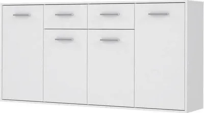 Image de Buffet Bas PILVI, 4 Portes, 2 Tiroirs, Blanc Mat, L 162,3 x P 34,2 x H 88,1 cm