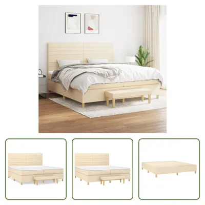 Produktbild von The Living Store Boxspringbett mit Matratze Creme 200x200 cm Stoff