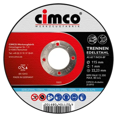 Obrázok produktu pre Cimco 208912, Rezací disk, Plochý stred, Nerezová oceľ, Každá značka, 12,5 cm, 1,2 mm