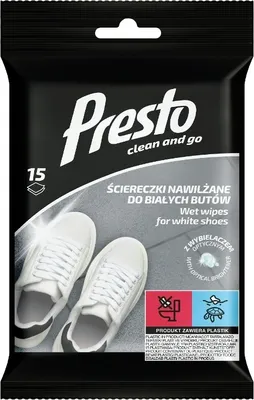 Immagine prodotto di Ściereczki nawilżane Presto do białych butów 15 szt.