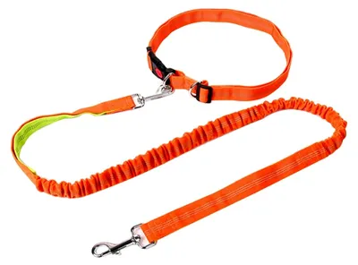 Produktbild von Hundeleine mit Bauchgurt, Joggingleine, Verstellbare Freihandleine mit Laufgürtel, Jogging Hundeleine für kleine und große Hunde, Leine für Joggen, Laufen, Wandern in Orange