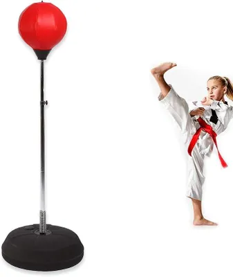 Imagen del producto de Silecomplaza - Set de boxeo para adultos, incluye saco de boxeo, soporte, guantes y equipo de entrenamiento. Altura ajustable de 120-150 cm. Color: rojo. Adecuado para uso profesional en gimnasios y para uso doméstico