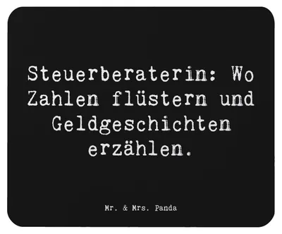 Produktbild von Mr. & Mrs. Panda Mouse Pad Spruch Steuerberaterin Geschichten - Schwarz - Geschenk, Geschenke mit Herz, laptop mauspad, Berufsgestaltung, Steuerexpertin, mousepad, pc