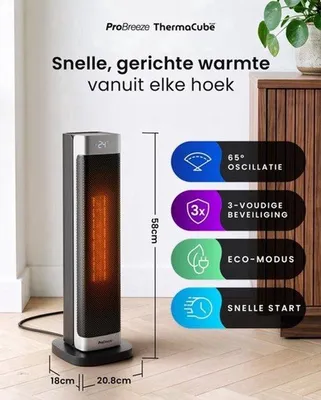 Zdjęcie produktu dla Grzejnik elektryczny Torenkachel – moc 2200 W – czarny – z funkcją oscylacji – do użytku w pomieszczeniach – urządzenie grzewcze
