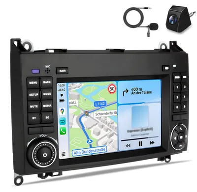 Obrázok produktu pre 7-palcové autorádio s Androidom pre Mercedes W245, Vito W639, W906 s kamerou, CarPlay a GPS, 2+32 GB, Wi-Fi, Bluetooth, navigáciou a DAB+