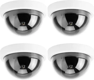 Zdjęcie produktu dla Symulowana kamera domowa z migającymi CZERWONYMI diodami LED do użytku na zewnątrz/wewnątrz – 4 sztuki.