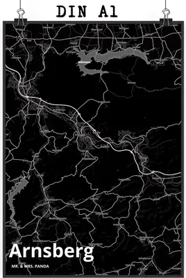 Produktbild von Mr. & Mrs. Panda Bild Arnsberg DIN A1 - Geschenk, Stadt, Posterdruck, Deko, Wandbild, drucke, Dorf Karte Landkarte Map Stadtplan, wanddeko