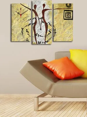 Produktbild von Opviq, 3PATCS- CLA2665, Bunt, Wanduhren, 66 x 45 cm, 100% Wildleder -Leinwand