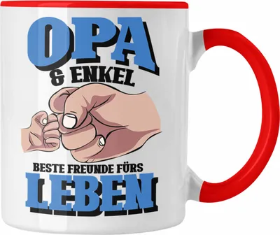 Produktbild von Trendation - Lustige Opa und Enkel Tasse Vatertag Spruch Geschenkidee für Opa von Enkel (Rot)