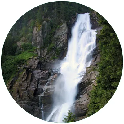 Produktbild von Wallario Premium Glasbild, freischwebende Optik, kräftige Farben, rund 50cm Durchmesser, Motiv Wasserfall