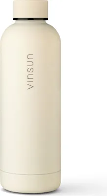 Produktbild von Trinkflasche Edelstahl 500ml Thermoflasche Isolierflasche creme weiß Vinsun