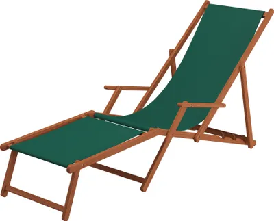 Produktbild von Liegestuhl Sonnenliege grün Fußablage Gartenliege Holz Deckchair Strandstuhl Gartenmöbel 10-304 F
