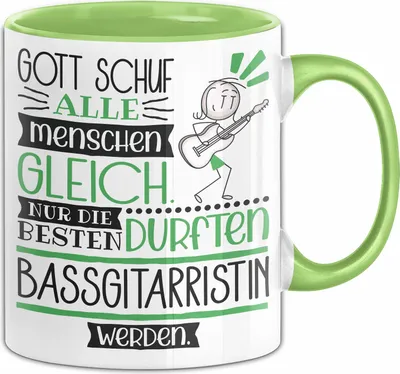 Produktbild von Bassgitarristin Geschenk Becher Tasse Gott Schuf Alle Menschen Gleich Nur Die Besten Durfeten Bassgitarristin Werden Geschenkidee Lustig (Grün)