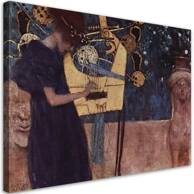 Obrázek produktu pro Reprodukce obrazu na plátně Hudba - Gustav Klimt 90x60 Feeby Bunt obraz na zeď připravený k zavěšení