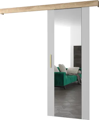 Produktbild von MEBLE KRYSPOL  Schiebetürsystem SALWADOR 2 mit Schienenabdeckung und Spiegel, Einbautüren, 90x204cm, Weiß