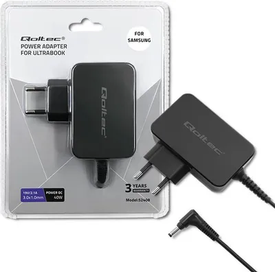 Zdjęcie produktu dla Qoltec 52408, Wewnętrzna, Prąd przemienny, 19 V, 2,1 A, 1,7 m, Czarny