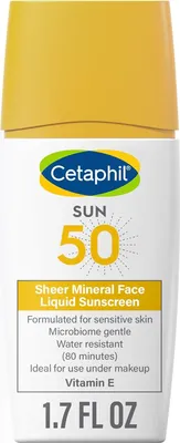 Produktbild von Gesichtscreme, Cetaphil, Sun, Sheer Mineral, mit Zinkoxid, für empfindliche Haut, parfümfrei, SPF 50, 50ml, 50ml