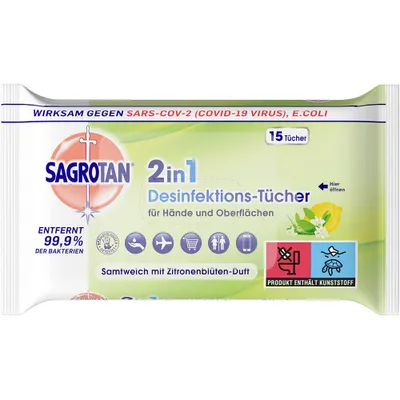 Obrázek produktu pro SAGROTAN®  2in1 Desinfektionstücher 15 Tücher