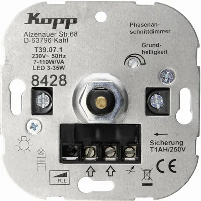 Imagen del producto de Kopp LED, regulador de intensidad con conmutación y función de encendido/apagado, 3 - 35 vatios, regulación por corte de fase, número de artículo: 842800187