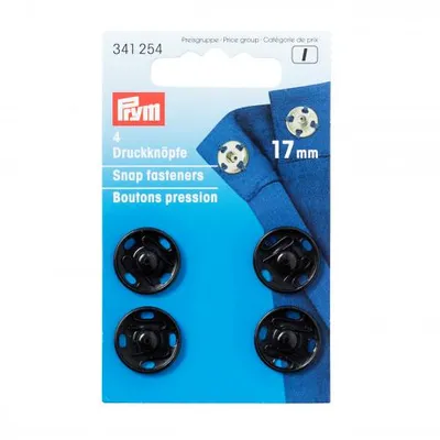 Produktbild von PRYM Annäh-Druckknöpfe, Messing, Ø 17 mm, schwarz – 4 Stück