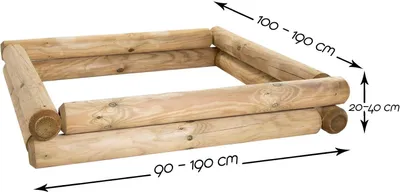 Produktbild von Massiver Sandkasten aus Holz Bausatz - 110x150cm - Höhe: 20cm - Höhen 20-40cm - aus Palisaden