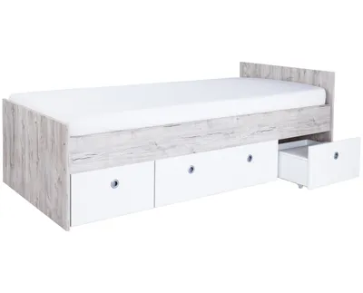 Produktbild von Jugendbett 90 x 200 cm inkl. Schubkästen Bente Weiß / Eiche Sand
