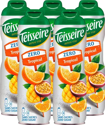 Produktbild von Teisseire Sirup Tropical zero Zucker 600ml - Cocktails, Milchshakes (5er Pack)