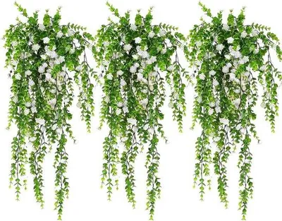 Obrázek produktu pro Sada umělých květin z plastu – 3 kusy – do bytu a na zahradu – umělá zeleň – umělá popínavá rostlina