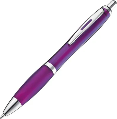 Produktbild von 25x Kugelschreiber / transparent mit Metallclip / Farbe: transparent lila