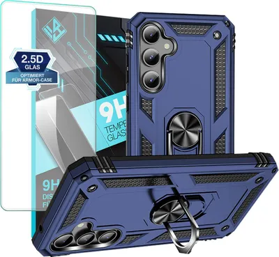 Produktbild von Armor Outdoor Handyhülle für Samsung Galaxy S23 FE Handy Panzer Case Schutzhülle mit 9H Displayglas Displayschutz Farbe: Blau