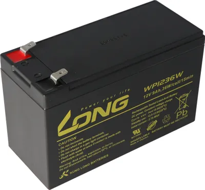 Zdjęcie produktu dla Akumulator kwasowo-ołowiowy Kung Long WP1236W 12Volt 36W, 9Ah, 6,3mm styk Faston Tab 250