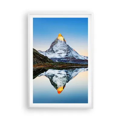 Produktbild von Gerahmtes Poster - Weißer Rahmen - Berge Gipfel Matterhorn - 61x91,5 cm - Wand Bild - Wanddeko - Wandbilder - Kunstposter - Wandposter - Bilderrahmen - Bilder - Kunstdruck - P2WPA61x91-5178