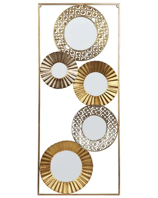 Produktbild von BELIANI Wanddekoration Gold Eisen mit 5 Runden Spiegeln Einteilig Handgemacht Modern Wandobjekt Wanddeko Schlafzimmer Wohnzimmer Flur Küche Esszimmer