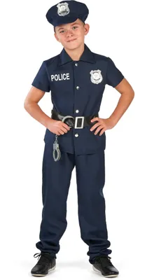 Immagine prodotto di Costume da poliziotto per bambini a maniche corte blu scuro - 122/134 (7-9 anni)