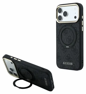 Obrázok produktu pre GuessPolyuretán4G MagSafe kryt s krúžkovým stojanom pre iPhone 18 Pro, čierny (57983131197)